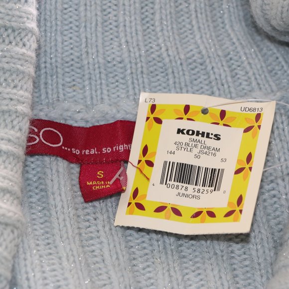 SO Light Blue Off-the-Shoulder Sweater with Shimmery Silver Thread - Size Small - Picture 5 of 9